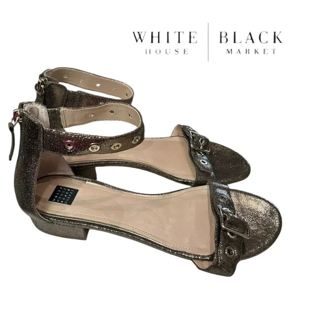 White House Black Market Cora Women's Metallic Gold Leather Sandals 9.5